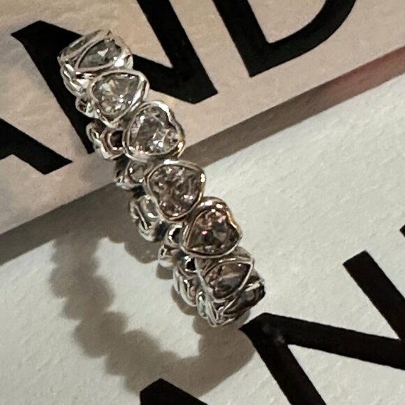 Authentic Pandora , SZ 7, Silver Heart Forever More Stacking Band Ring - Picture 2 of 11